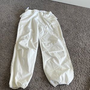 White parachute pants
